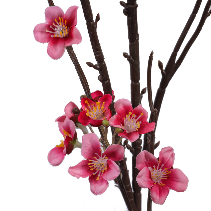 Alamkari India Fabric Artificial Cherry Blossom Stick (130 cm, Dark Pink)