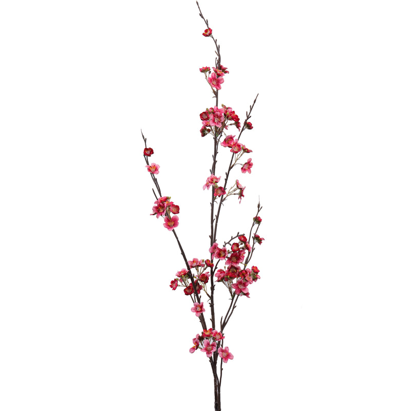 Alamkari India Fabric Artificial Cherry Blossom Stick (130 cm, Dark Pink)