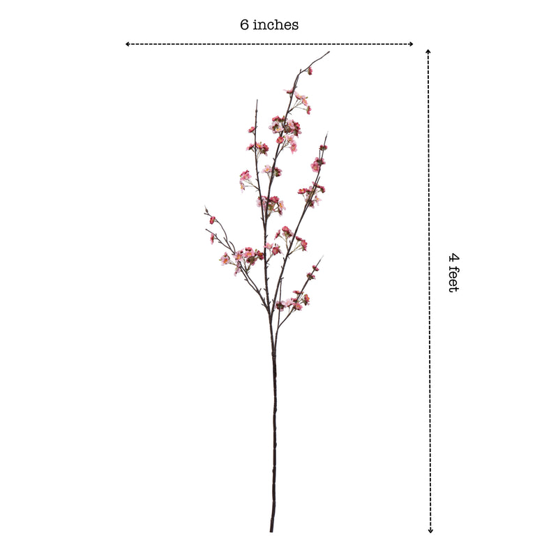 Alamkari India Fabric Artificial Cherry Blossom Stick (130 cm, Pink)