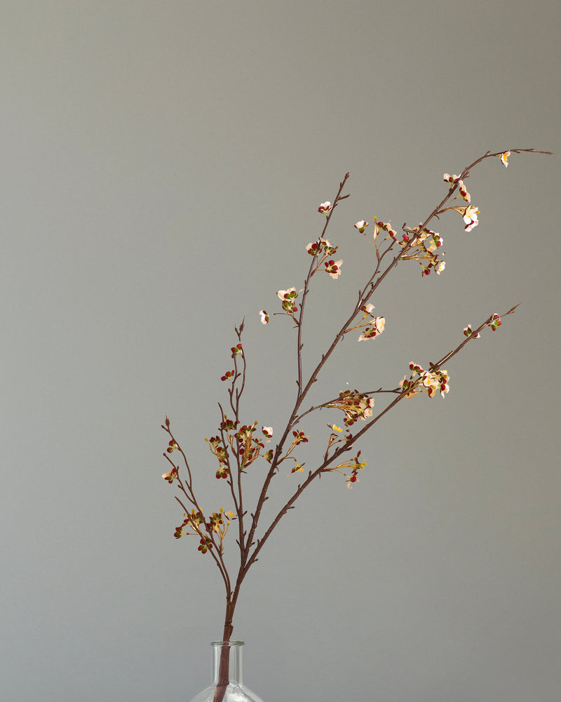 Alamkari India Fabric Artificial Cherry Blossom Stick (130 cm, White)