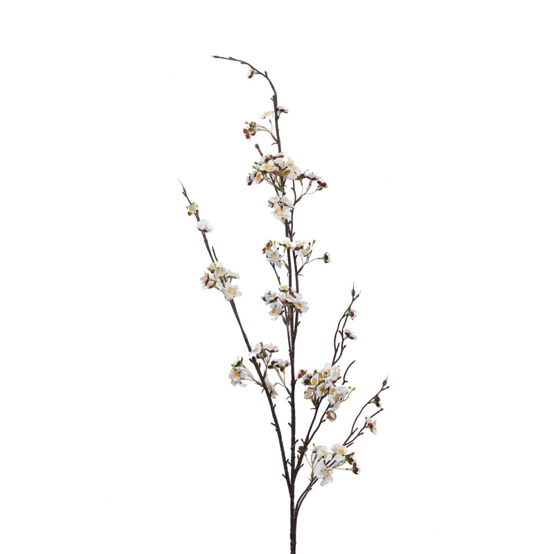 Alamkari India Fabric Artificial Cherry Blossom Stick (130 cm, White)