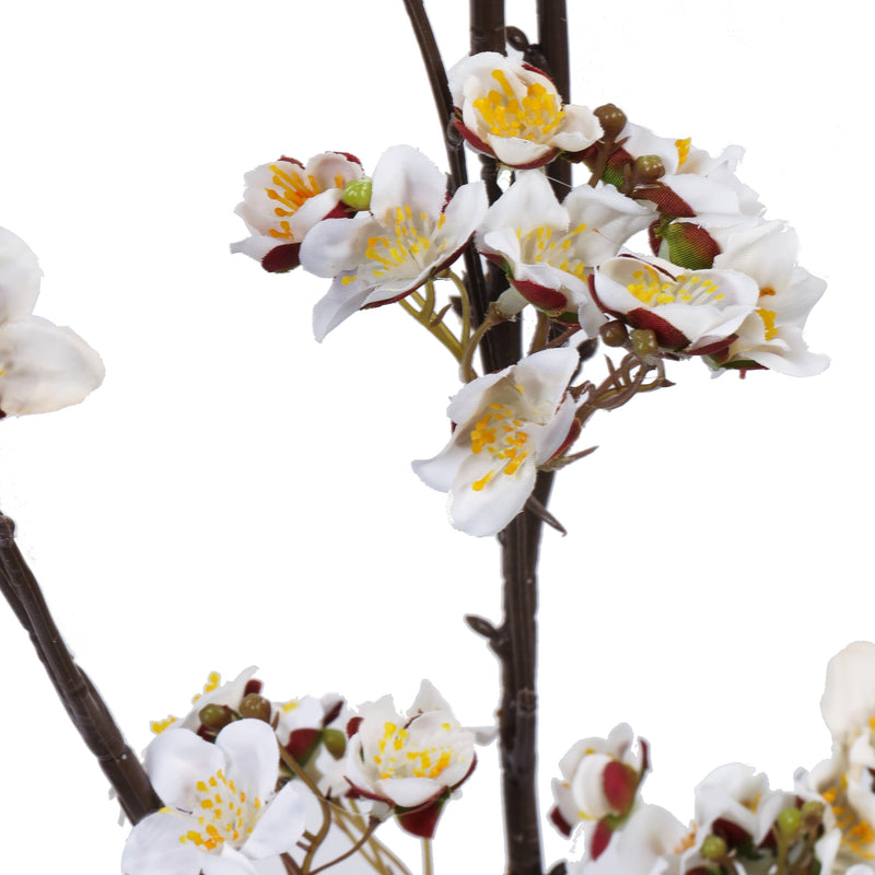 Alamkari India Fabric Artificial Cherry Blossom Stick (130 cm, White)