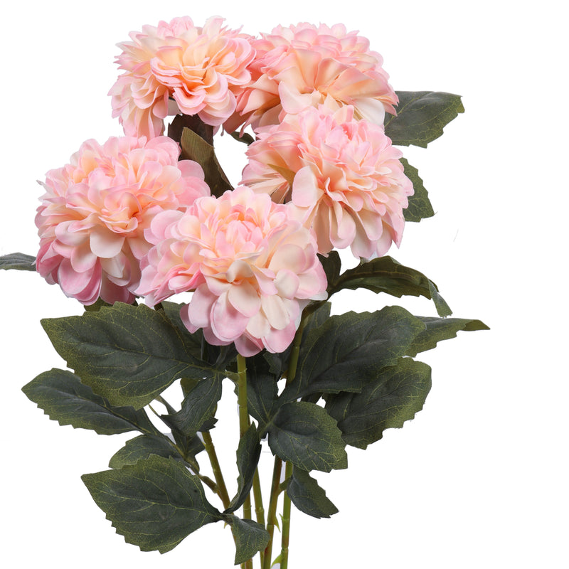 Alamkari India Fabric Artificial Chrysanthemum Flower Sticks (5 Sticks, 50 cm, Pink)