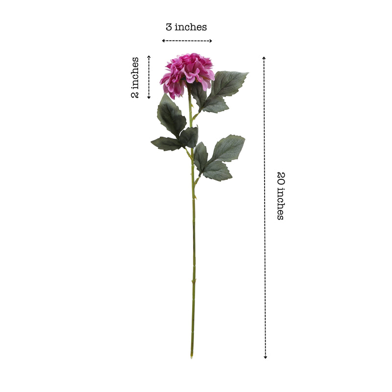 Alamkari India Fabric Artificial Chrysanthemum Flower Sticks (5 Sticks, 50 cm, Purple)