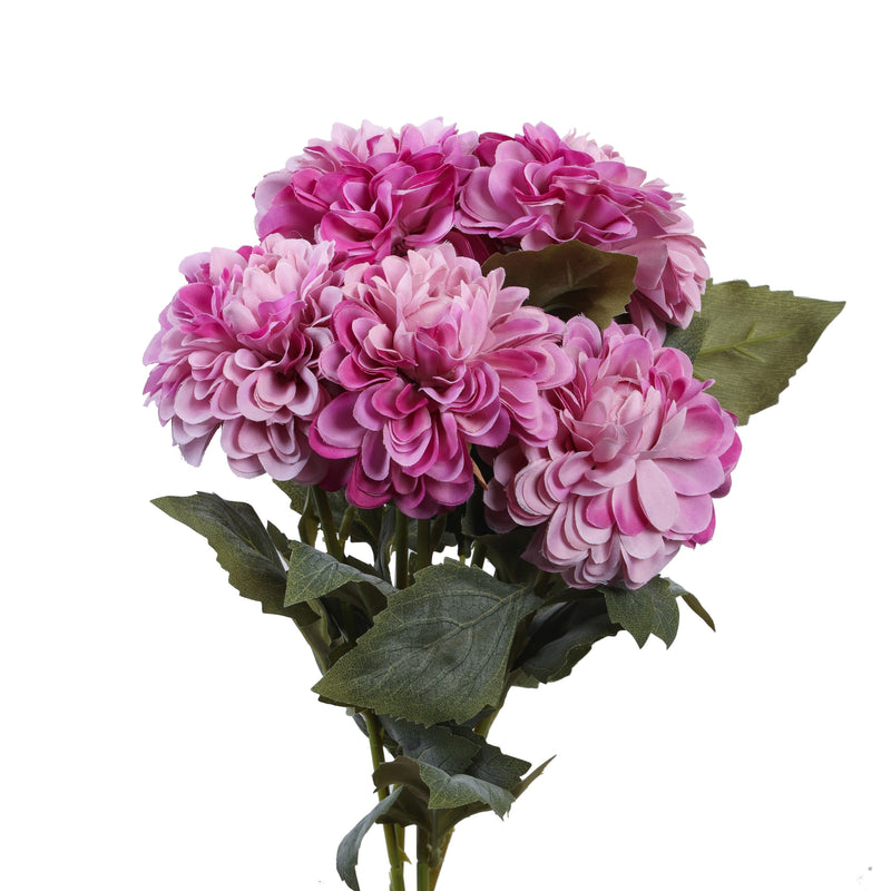 Alamkari India Fabric Artificial Chrysanthemum Flower Sticks (5 Sticks, 50 cm, Purple)