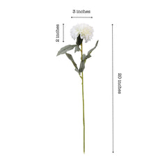 Alamkari India Fabric Artificial Chrysanthemum Flower Sticks (5 Sticks, 50 cm, White)