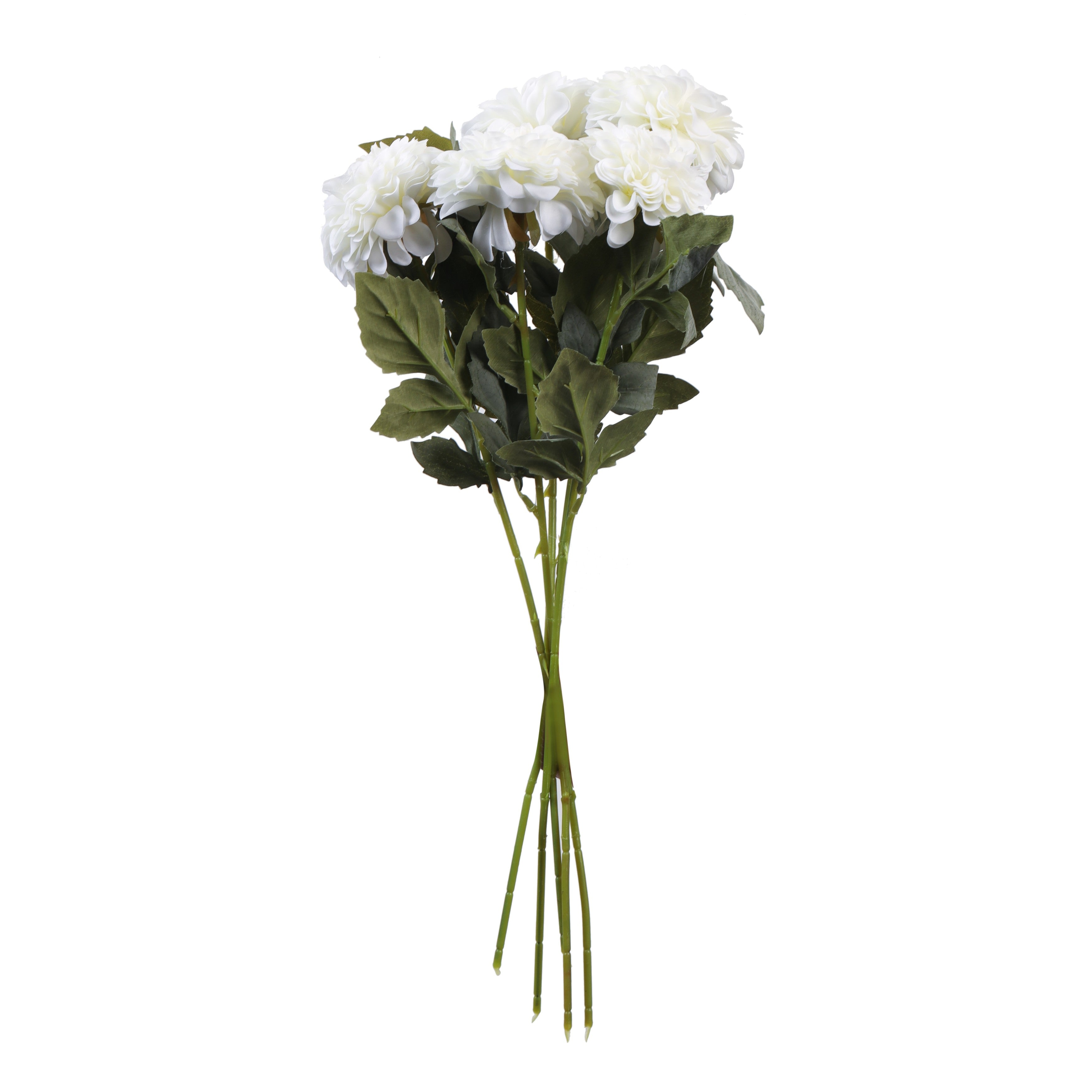 Alamkari India Fabric Artificial Chrysanthemum Flower Sticks (5 Sticks, 50 cm, White)
