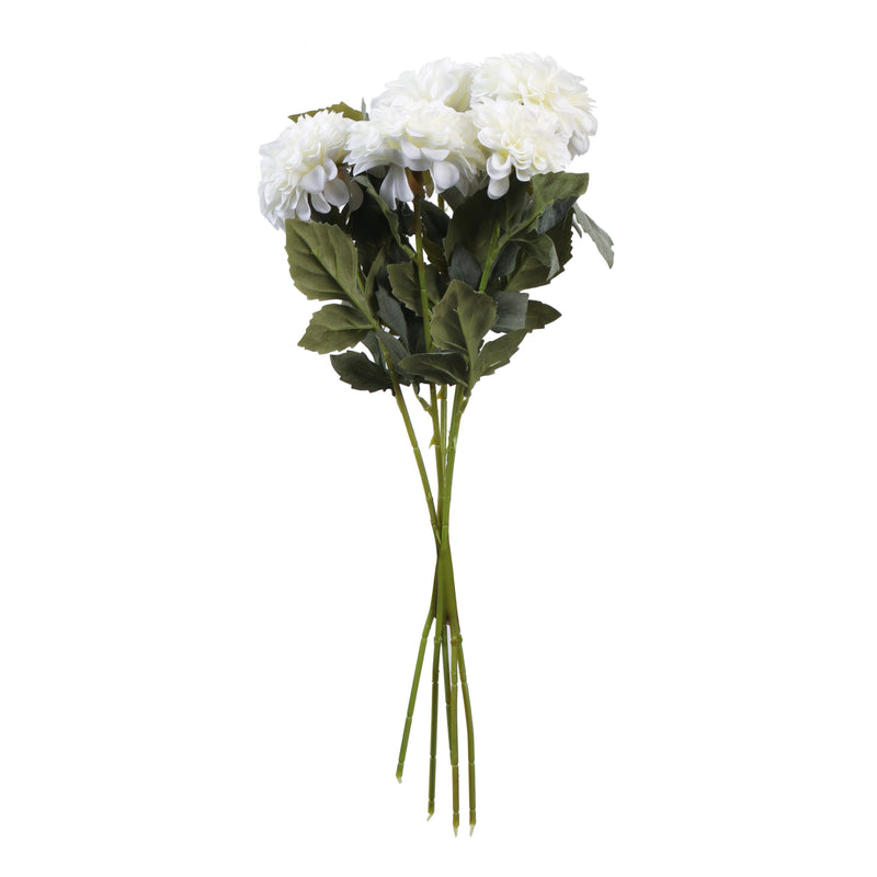 Alamkari India Fabric Artificial Chrysanthemum Flower Sticks (5 Sticks, 50 cm, White)