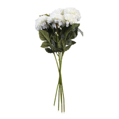 Alamkari India Fabric Artificial Chrysanthemum Flower Sticks (5 Sticks, 50 cm, White)