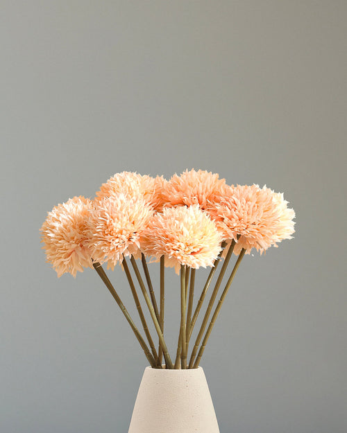 Alamkari India Fabric Artificial Chrysanthemum Flower Sticks (6 Sticks, 45 cm, Cream)