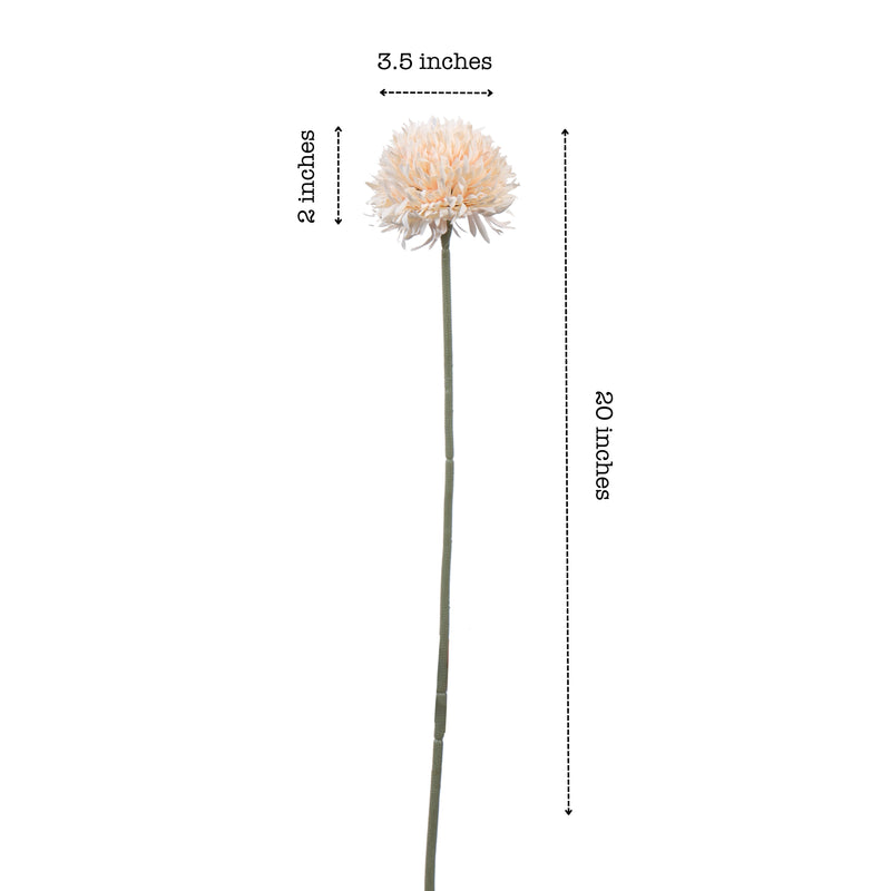 Alamkari India Fabric Artificial Chrysanthemum Flower Sticks (6 Sticks, 45 cm, Cream)