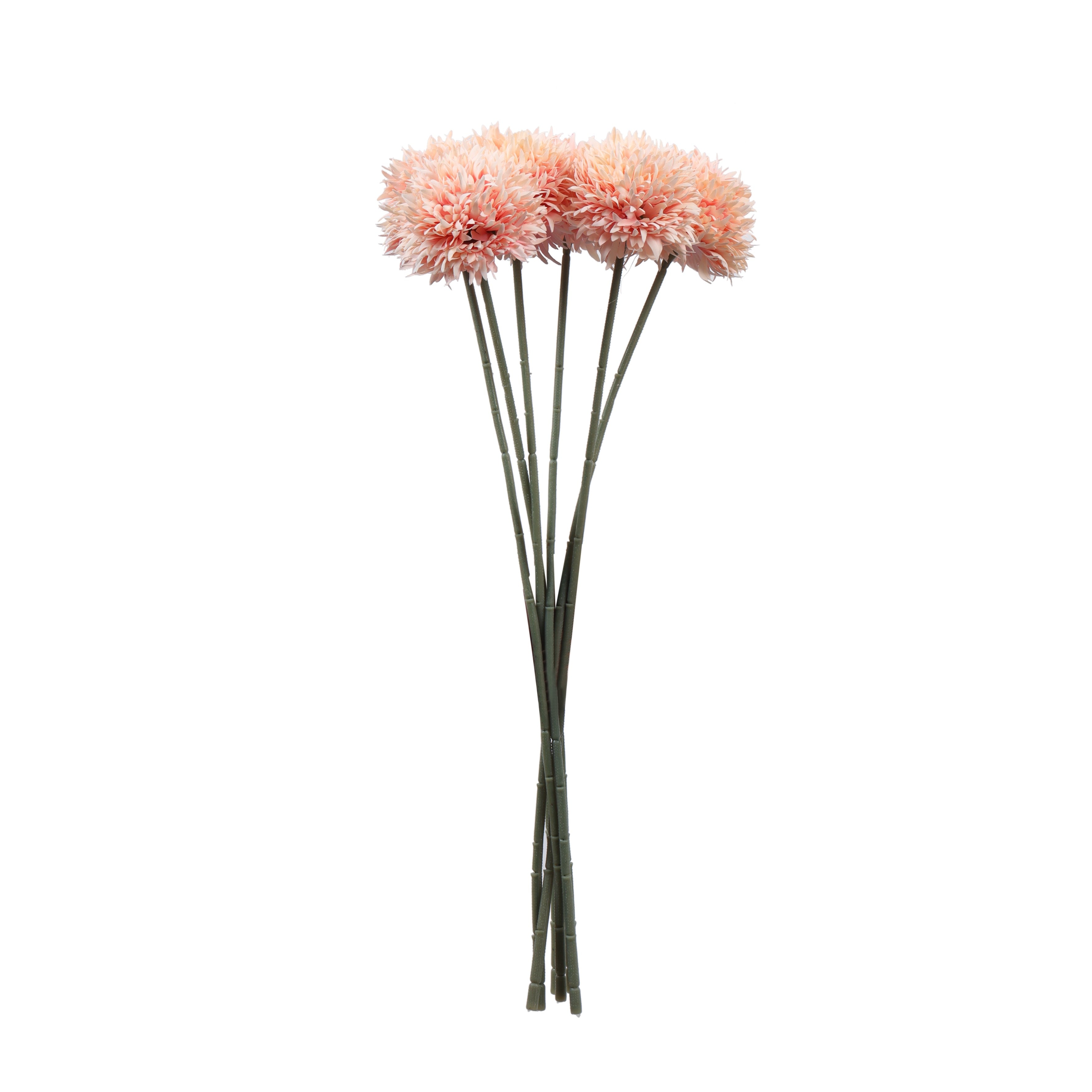 Alamkari India Fabric Artificial Chrysanthemum Flower Sticks (6 Sticks, 45 cm, Peach)