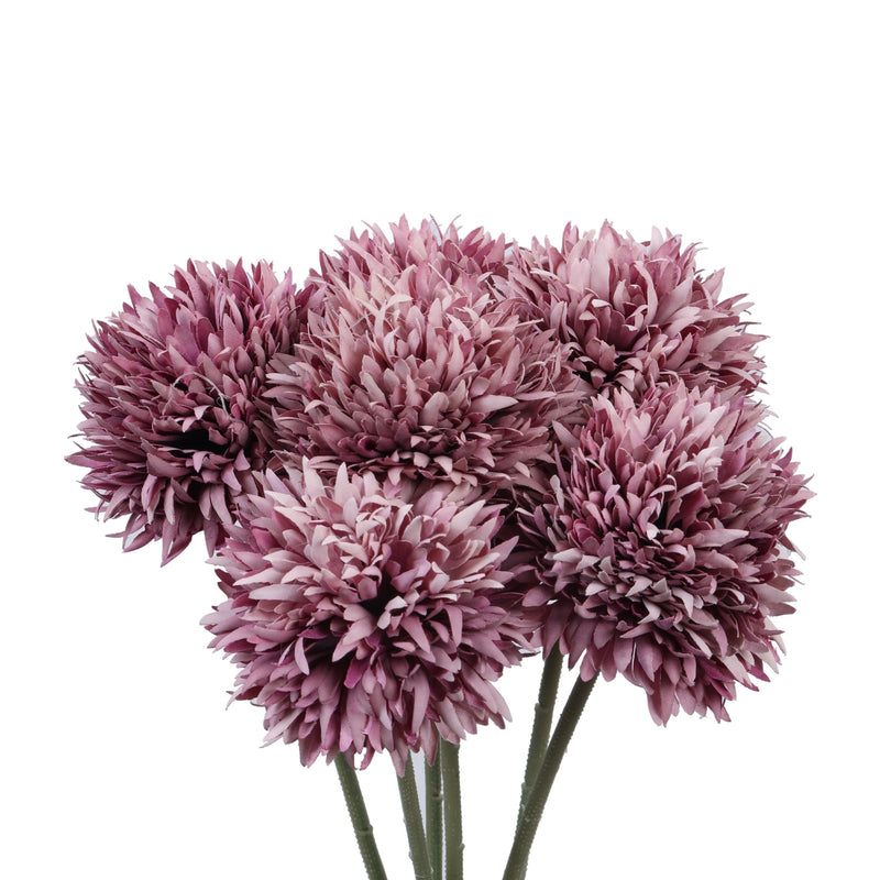Alamkari India Fabric Artificial Chrysanthemum Flower Sticks (6 Sticks, 45 cm, Purple)