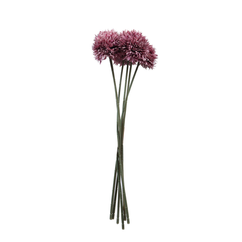 Alamkari India Fabric Artificial Chrysanthemum Flower Sticks (6 Sticks, 45 cm, Purple)
