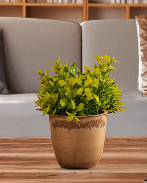 Alamkari India Fabric Artificial Green Potted Plants (Set of 2)