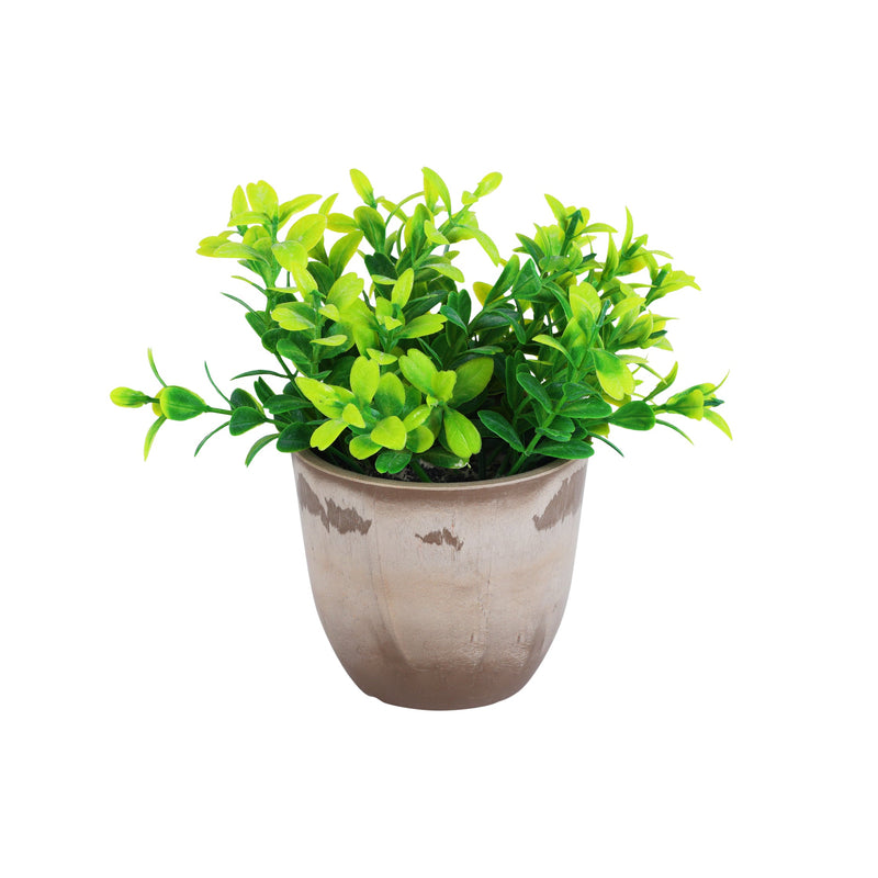 Alamkari India Fabric Artificial Green Potted Plants (Set of 2)