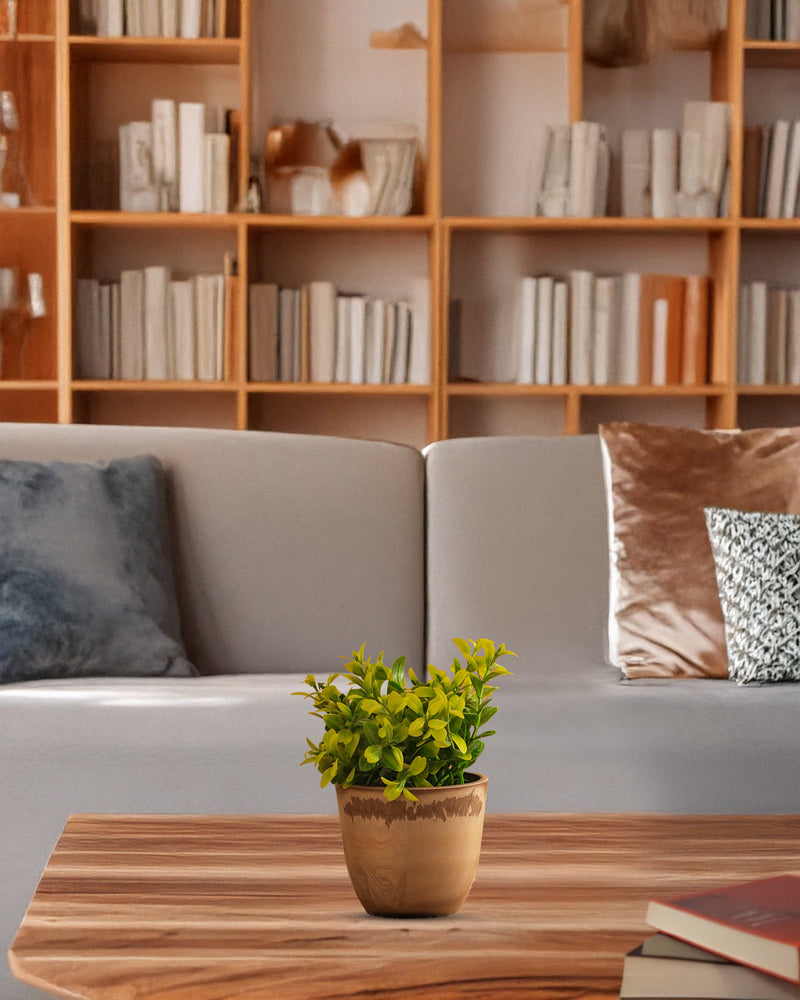 Alamkari India Fabric Artificial Green Potted Plants (Set of 2)