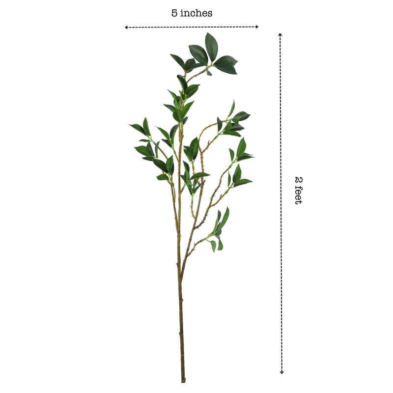 Alamkari India Fabric Artificial Green Sticks for Vases (3 Sticks, 75 cm)