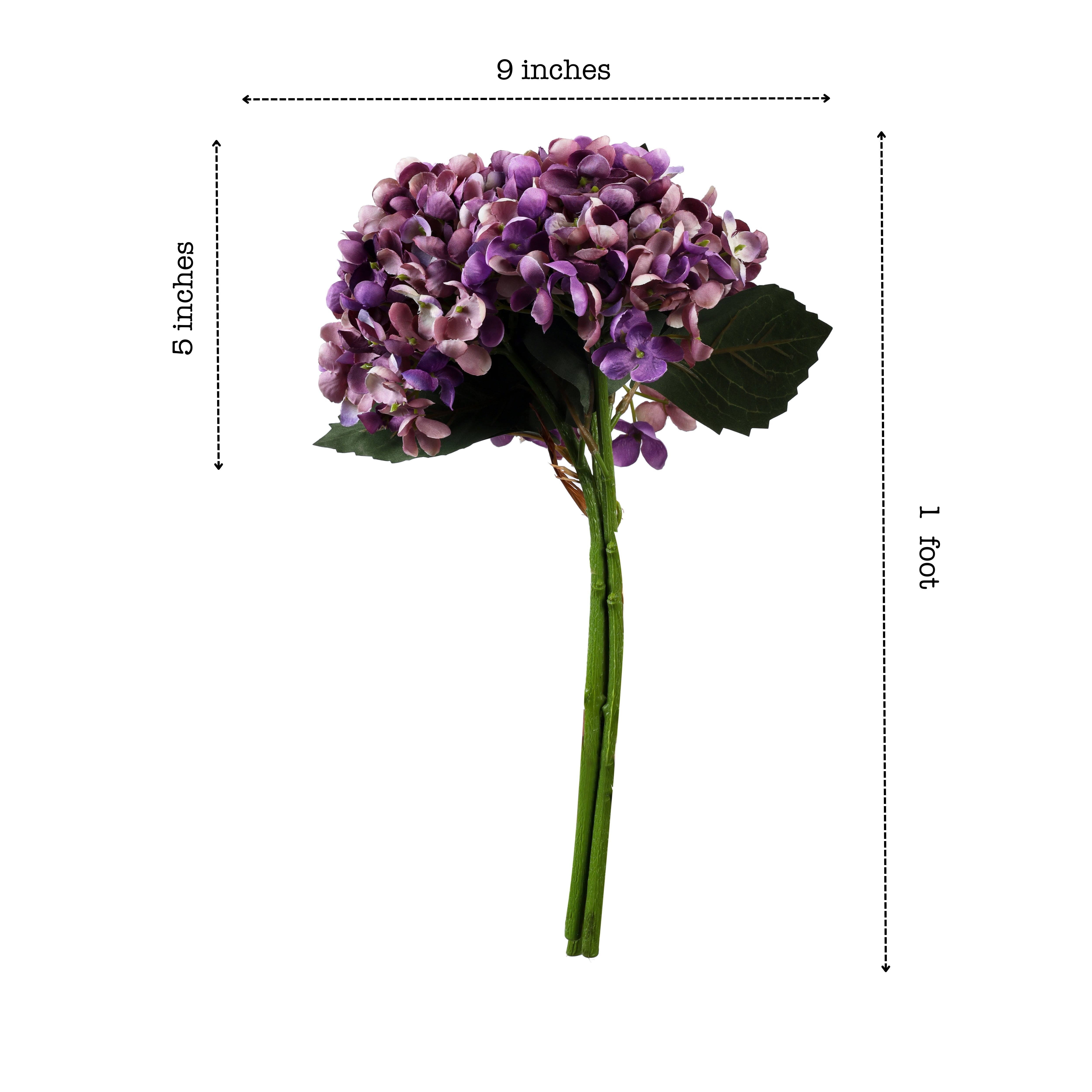 Alamkari India Fabric Artificial Hydrangea Bouquet (32 cm, Purple)