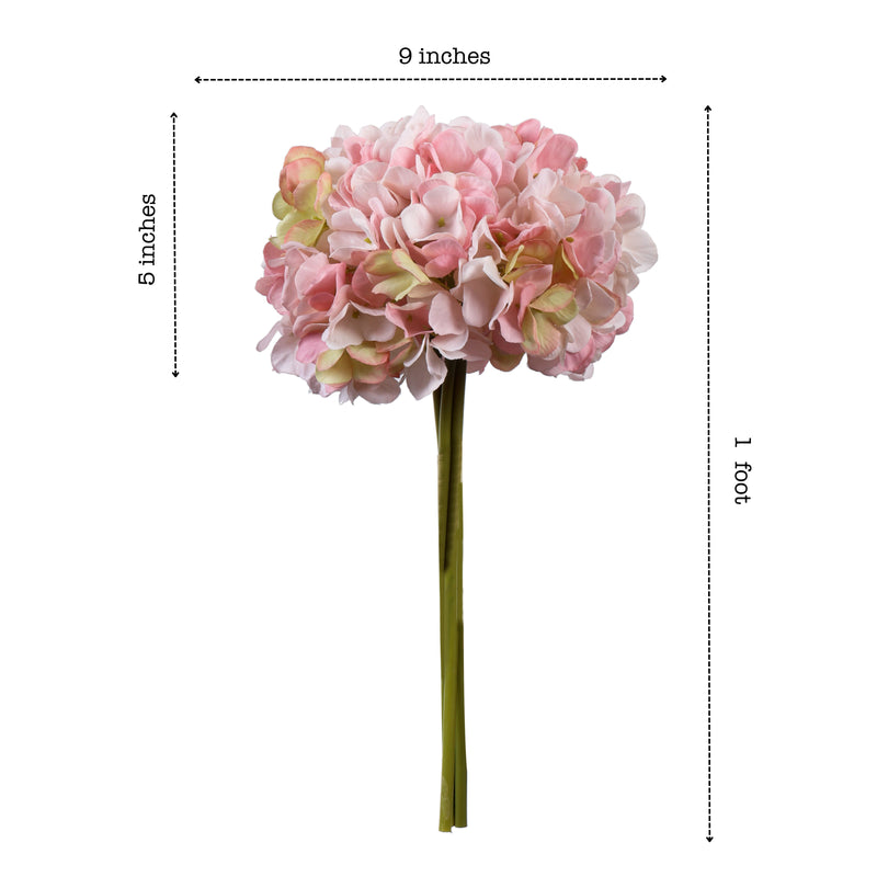 Alamkari India Fabric Artificial Hydrangea Flower Bouquet (30 cm, Light Pink)