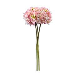 Alamkari India Fabric Artificial Hydrangea Flower Sticks (3 Sticks, 50 cm, Light Pink)