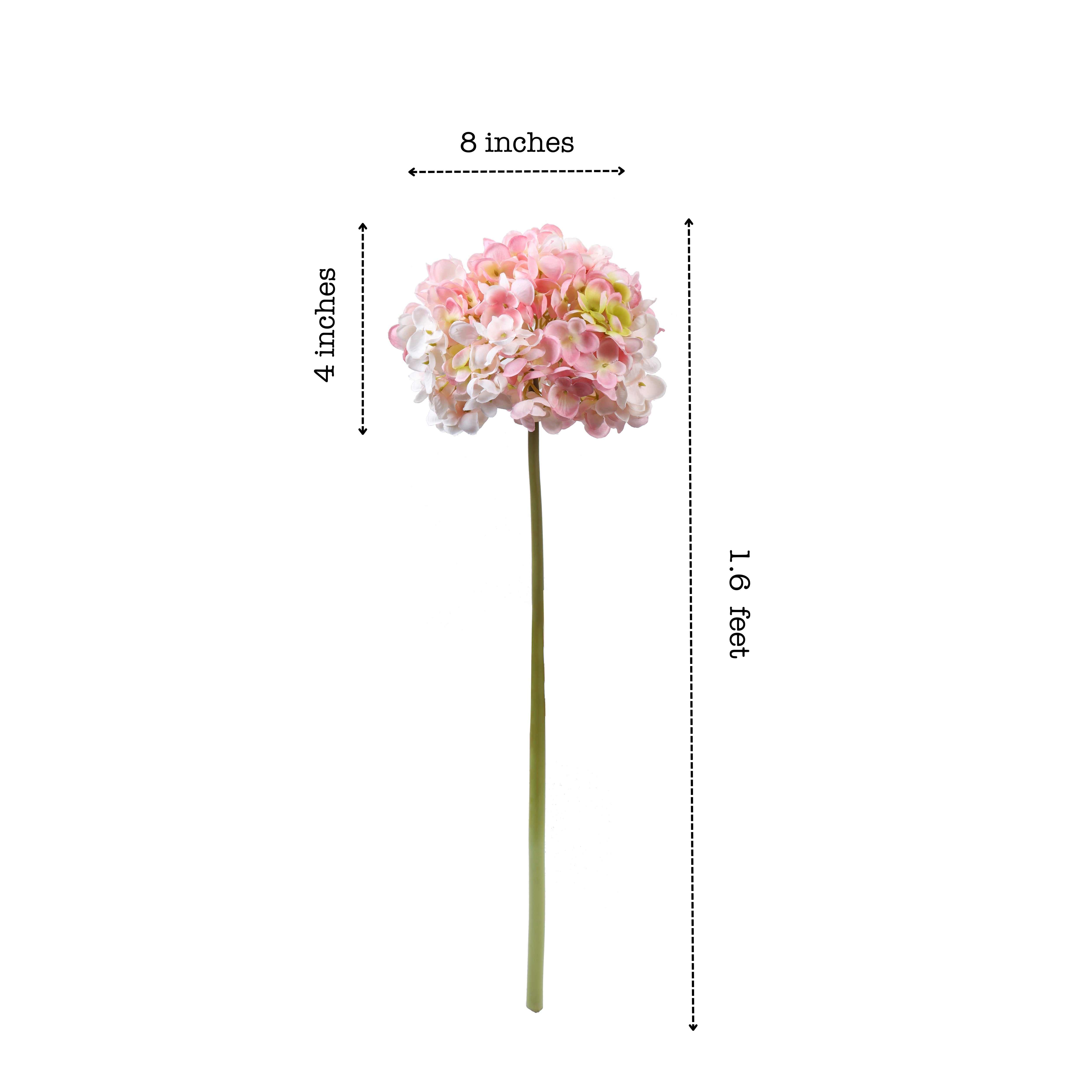 Alamkari India Fabric Artificial Hydrangea Flower Sticks (3 Sticks, 50 cm, Light Pink)