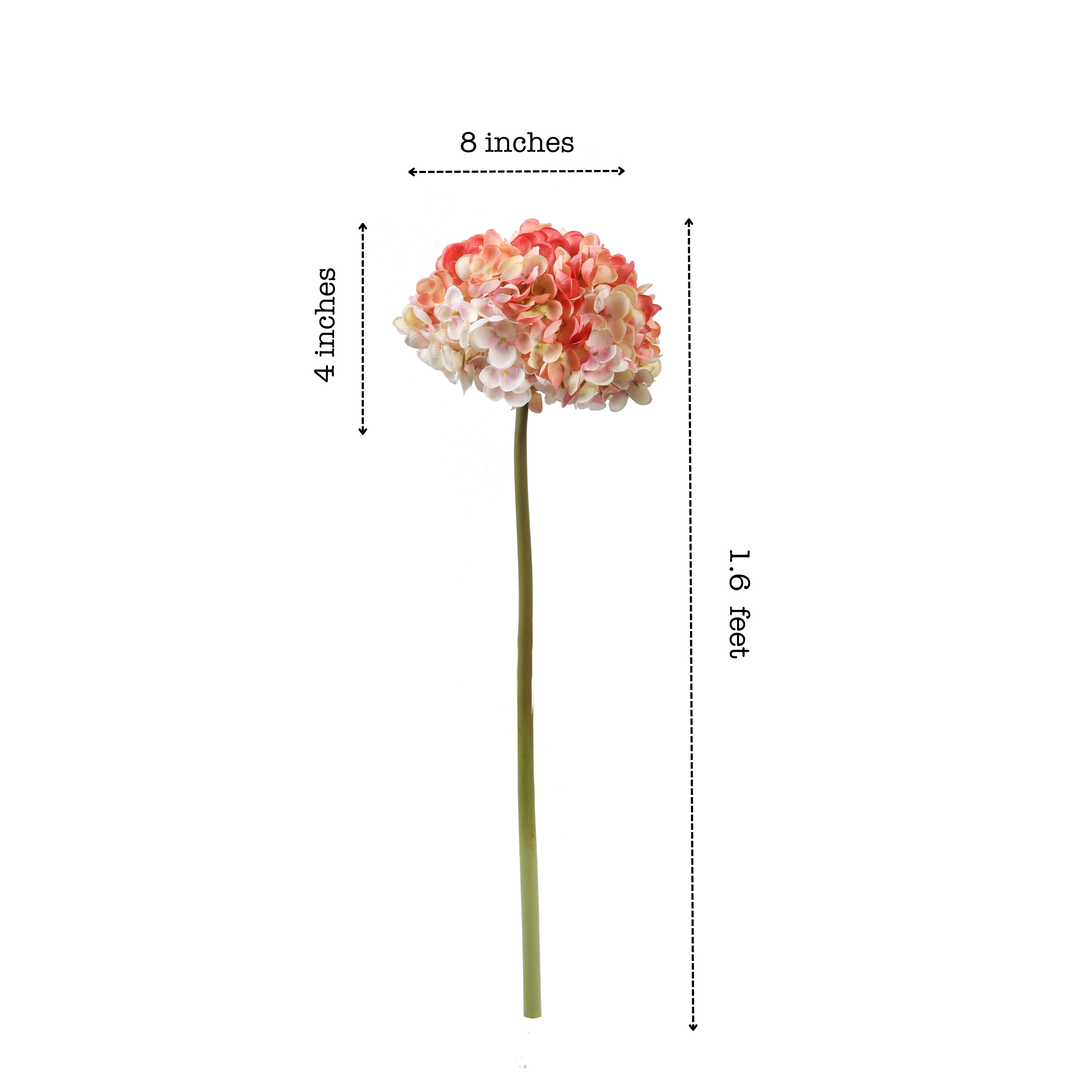 Alamkari India Fabric Artificial Hydrangea Flower Sticks (3 Sticks, 50 cm, Pink)