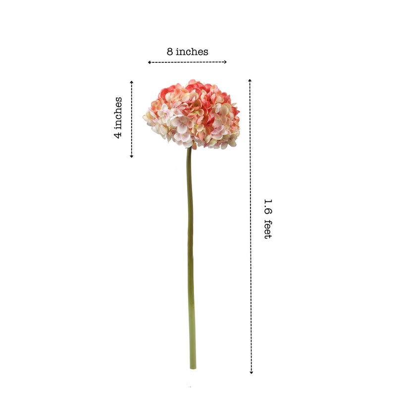 Alamkari India Fabric Artificial Hydrangea Flower Sticks (3 Sticks, 50 cm, Pink)