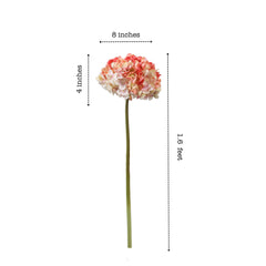 Alamkari India Fabric Artificial Hydrangea Flower Sticks (3 Sticks, 50 cm, Pink)
