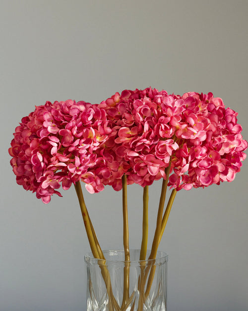 Alamkari India Fabric Artificial Hydrangea Flower Sticks (3 Sticks, 50 cm, Purple)