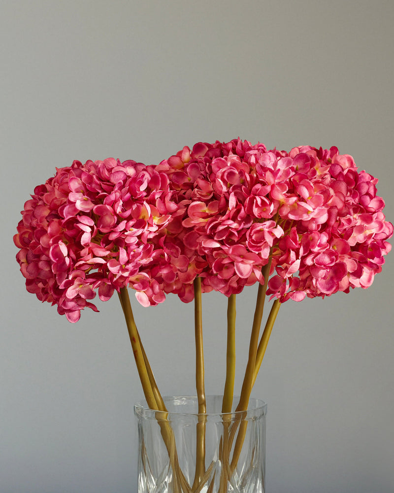 Alamkari India Fabric Artificial Hydrangea Flower Sticks (3 Sticks, 50 cm, Purple)