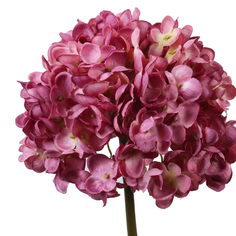 Alamkari India Fabric Artificial Hydrangea Flower Sticks (3 Sticks, 50 cm, Purple)
