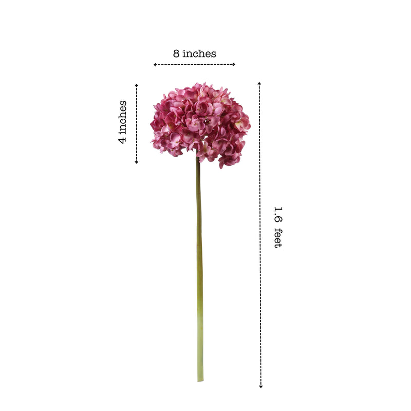 Alamkari India Fabric Artificial Hydrangea Flower Sticks (3 Sticks, 50 cm, Purple)