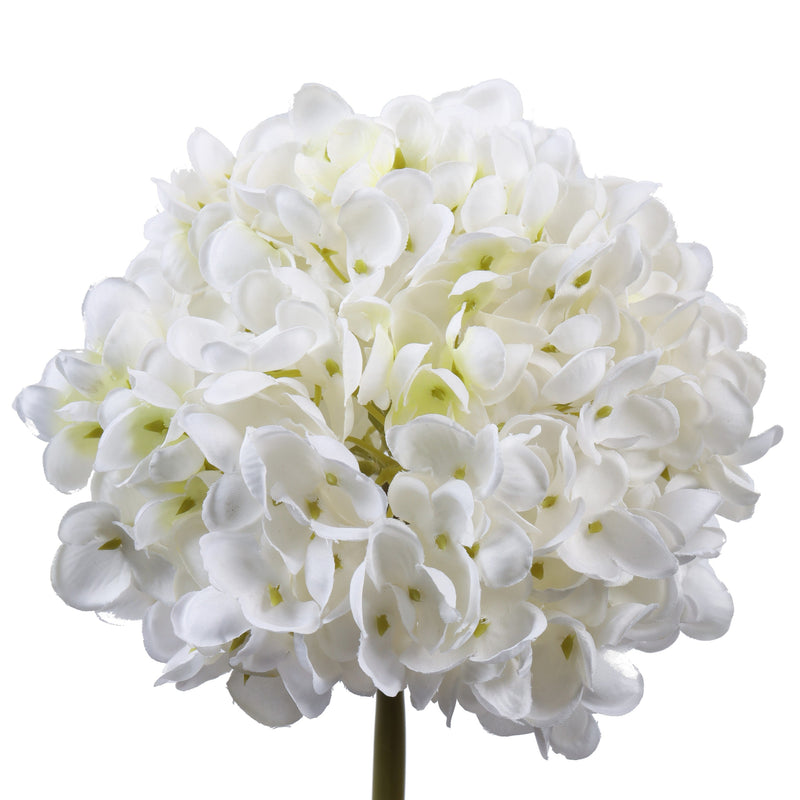 Alamkari India Fabric Artificial Hydrangea Flower Sticks (3 Sticks, 50 cm, White)