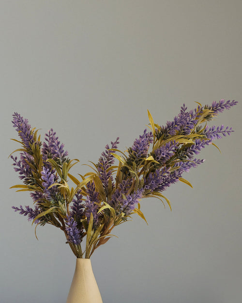 Alamkari India Fabric Artificial Lavender Flower Stick (3 Sticks, 50 cm)