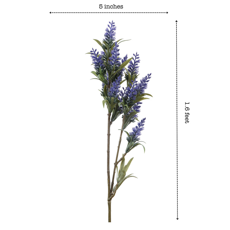 Alamkari India Fabric Artificial Lavender Flower Stick (3 Sticks, 50 cm)
