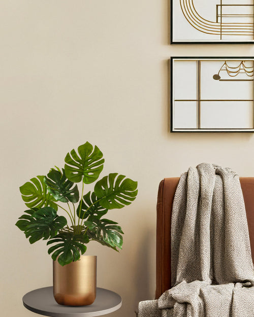 Alamkari India Fabric Artificial Monstera Potted Plant (60 cm)