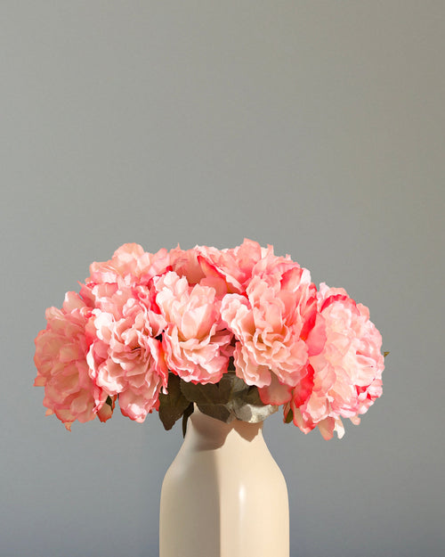 Alamkari India Fabric Artificial Peony Flower Bouquets (2 Bouquets, 30 cm, Light Pink)