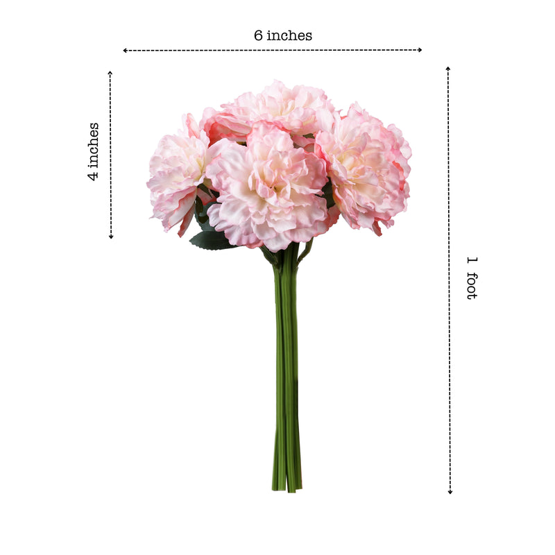 Alamkari India Fabric Artificial Peony Flower Bouquets (2 Bouquets, 30 cm, Light Pink)