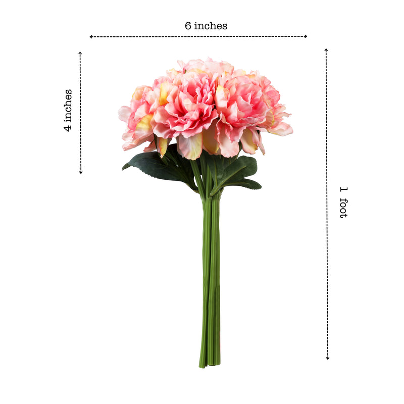 Alamkari India Fabric Artificial Peony Flower Bouquets (2 Bouquets, 30 cm, Pink)