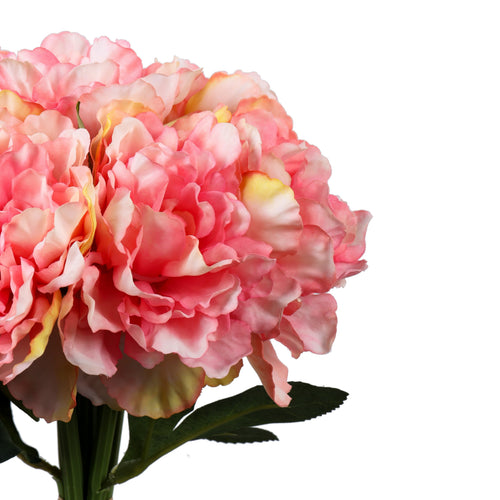 Alamkari India Fabric Artificial Peony Flower Bouquets (2 Bouquets, 30 cm, Pink)