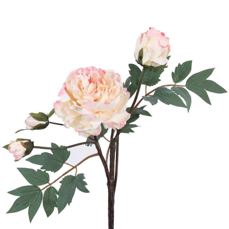 Alamkari India Fabric Artificial Peony Flower Spray (65 cm, Pink)
