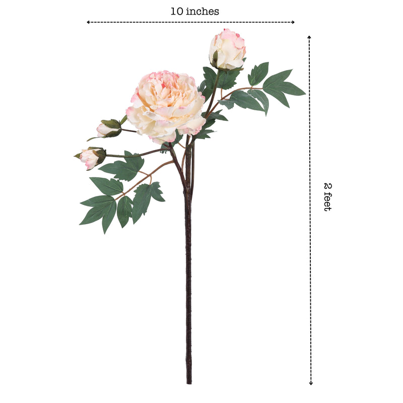 Alamkari India Fabric Artificial Peony Flower Spray (65 cm, Pink)