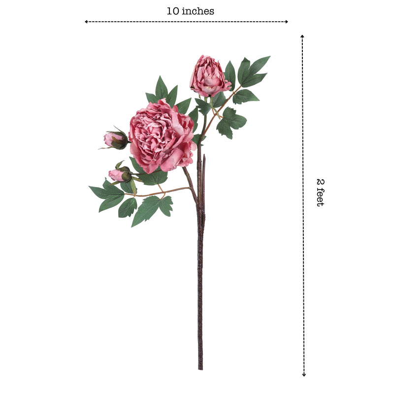 Alamkari India Fabric Artificial Peony Flower Spray (65 cm, Purple)