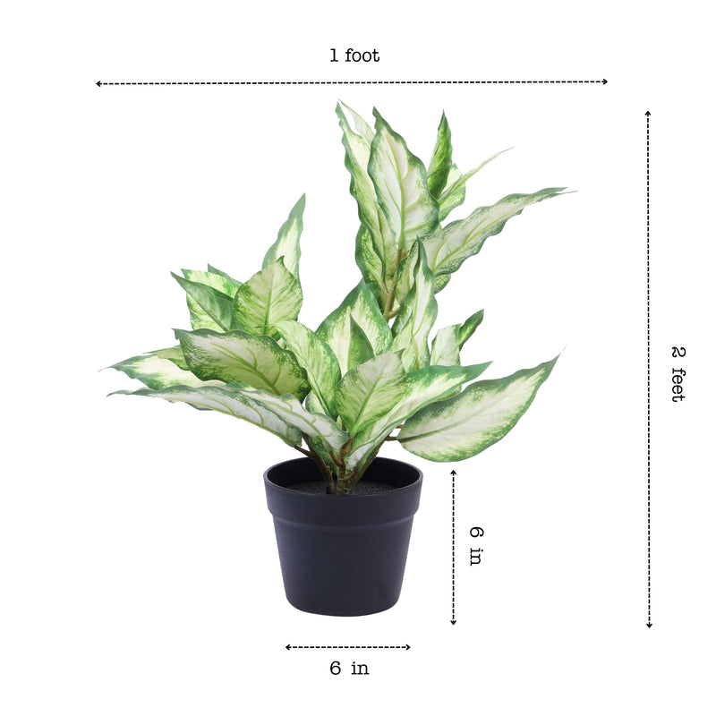 Alamkari India Fabric Artificial Pink Dieffenbachia Potted Plant (60 cm)