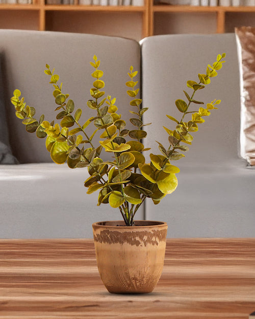 Alamkari India Fabric Artificial Potted Eucalyptus Plant (40 cm)