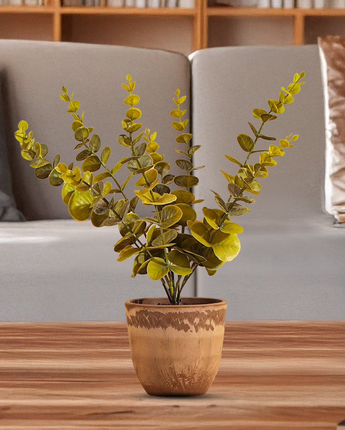Alamkari India Fabric Artificial Potted Eucalyptus Plant (40 cm)