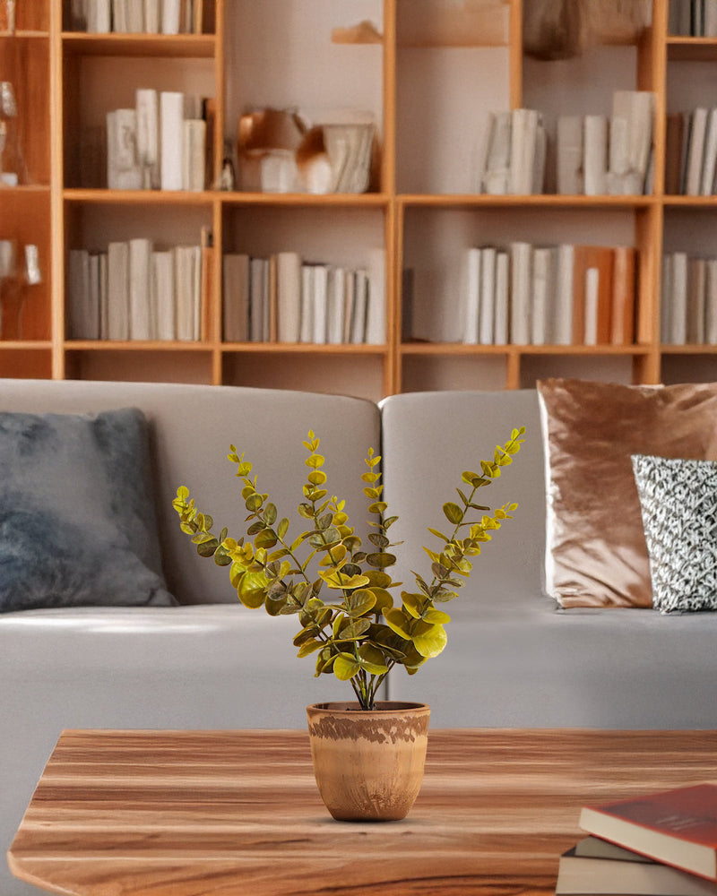 Alamkari India Fabric Artificial Potted Eucalyptus Plant (40 cm)