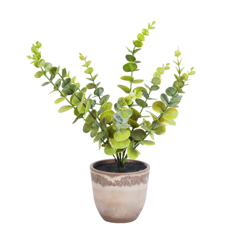 Alamkari India Fabric Artificial Potted Eucalyptus Plant (40 cm, Set of 2)