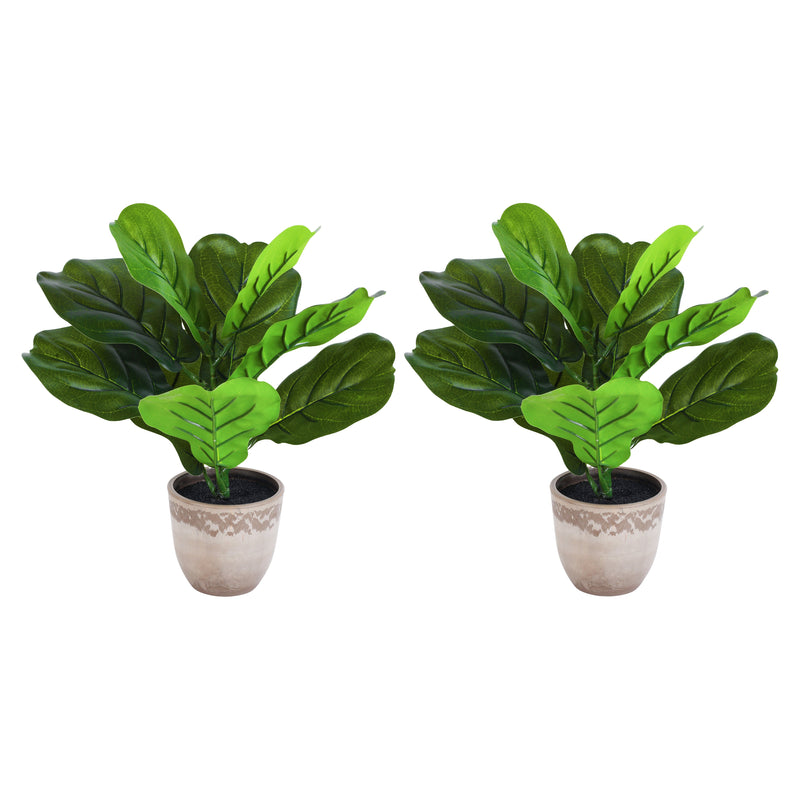 Alamkari India Fabric Artificial Potted Fiddle Leaf Fig Plants (35 cm, Set of 2)